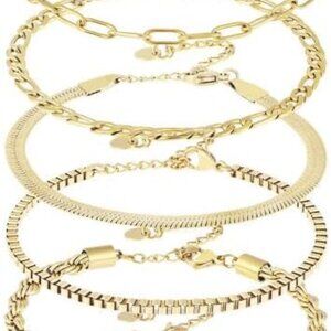 Gold Bracelets for Women 14K Gold Plated Jewelry Sets Trendy Thin Dainty